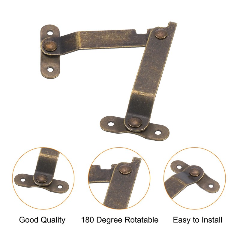 sourcing map 6 Pcs Lid Folding Support Hinges, Iron 180