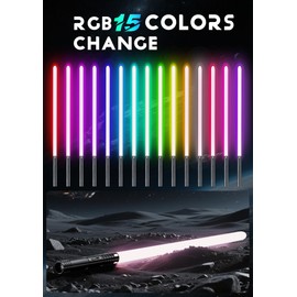 ALEIFLE Lightsaber, Light Sabers with RGB 15 Colors, USB Rechargeable Lightsabers with FX Sound and Motion Sensors, Light Saber Sword Toy for Kids (2 Pack Lightsabers)