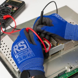 RS STROMER ESD/Assembly Gloves, Surge Protection, Electrostatic, Size 09, 12 Pairs, Blue Black/Electrostatic Gloves, Work Gloves, Equipped with Carbon Fibre