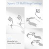 Sterling Silver CZ Half Hoop Earrings, Silver Open Stud Earrings