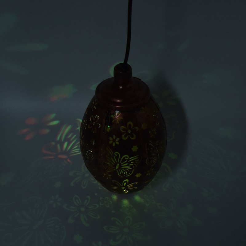 Iron Hollow Water Drop Lamp Solar LED Lantern Garland Garden