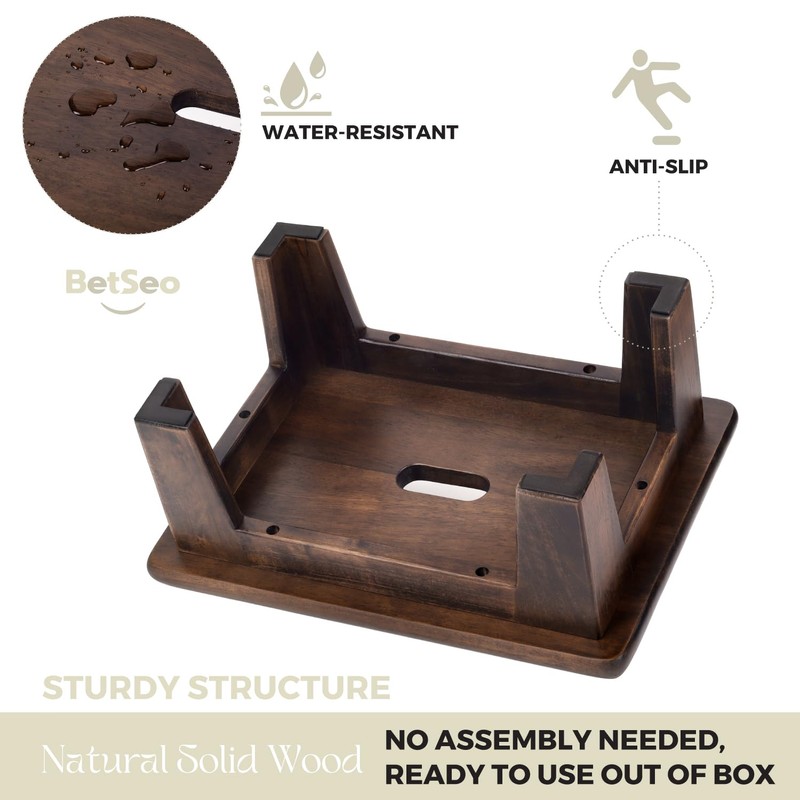 Wooden Step Stool (16.5" D x 12" W x 6.5"