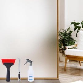 Frosted Glass Window Privacy Film, Static Cling, No Glue, UV Blocking, Reusable Decorative Window Film for Home & Office, Easy to Install & Remove (23.6 InchX 13.1 Feet)