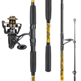 Sougayilang Spinning Rod Combo - MH Action Fishing Pole with Bait Feeder Reel for Catfish, Salmon, Steelhead Freshwater Saltwater Fishing- 7'0"/7'6" (7'6")