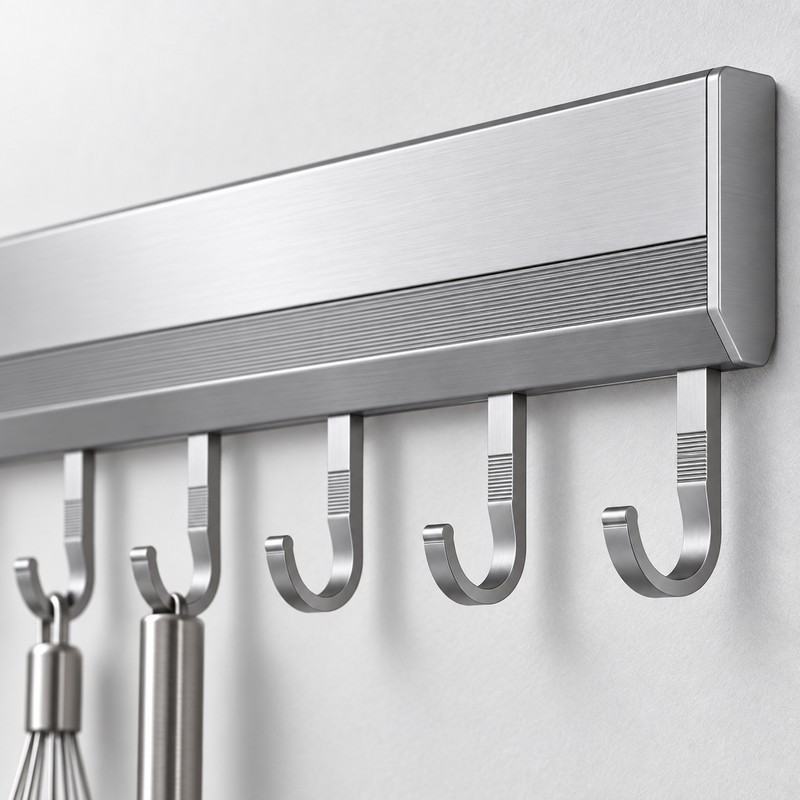 Aluminum Alloy Wall Mounted Kitchen Storage Rack with Hooks, Multi-Function