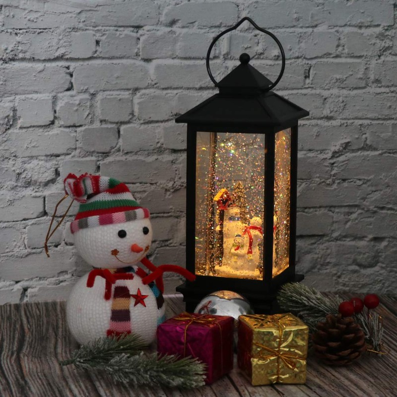 DRomance Snowman Music Snow Globe Lantern with Timer Battery Operated