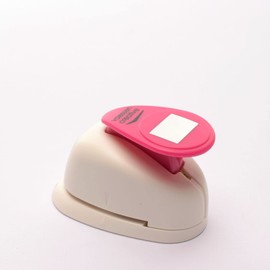 Vaessen Creative Motif Punch, Rectangle, 2.5 cm, Medium Punch, Motif Punch, 1 Piece, up to 160 g/m², for Paper and Scrapbooking Crafts, White/Pink, 2.3 x 2.5 cm