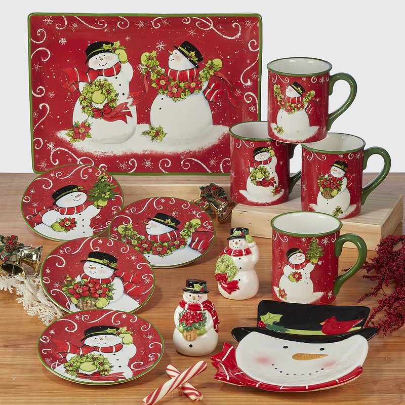 Certified International Holiday Magic Snowman Rectangular Serving Platter, 14" X