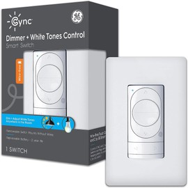 GE CYNC Smart Dimmer - Wire-Free, Battery Light Switch, Bluetooth Control, White (1 Pack)