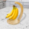 JS Gourmet Bamboo Banana Stand with Stainless Steel Hanging Hook,