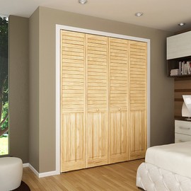 Kimberly Bay Closet Door, Bi-fold, Louver Panel Plantation (36x80) Natural Wood