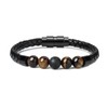 Leather Cremation Memorial Urn Bracelet Lava Stone 316L Stainless Steel