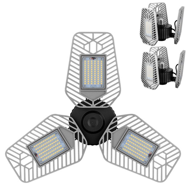 LZHOME 2-Pack Deformable LED Garage Ceiling Lights, 9000 Lumens, 82W