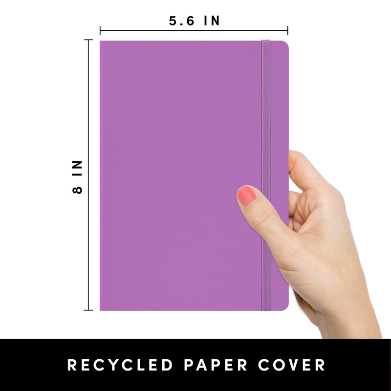 PAPERAGE Recycled Blank Journal Notebook, (Lilac), 160 Pages, Medium 5.6