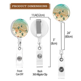 Badge Reels Retractable,Id Badge Holders Retractable,Badge Clips Retractable ID Card Holder for Teacher, Student, Office Worker(Sea Turlte on The Beach)