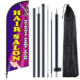Remagr Hair Store Feather Flag 7 ft Advertising Swooper Flag Banner Signs with Pole and Ground Stake for Store Business Outside