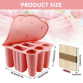 Popsicles Molds, 9 Cavity Silicone Popsicle Molds with 50 Pcs Wooden Sticks, BPA Free Popsicle Mold, Homemade Popsicle Ice Pop Maker, Easy Release Ice Cream Molds for Kids Adult DIY Summer Popsicles