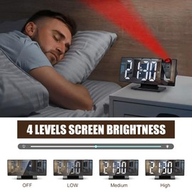 Lichamp Projection Alarm Clocks Bedside,180° Rotatable Projector Mirrorautomatic Brightness,LED Digital Clock USB Powered,4 Volume Levels, Night Mode, Temperature, Time, Date for Home and Kids