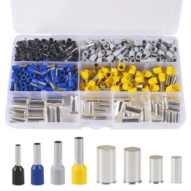 Wire Ferrules Kits Silver Plated Copper Crimp Terminal Connector 8 Sizes AWG (1/0 2/0 2 4 6 8 10 12) Sleeves Insulated Cord Pin End Terminal (400pcs)