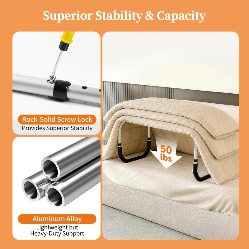 AKIMRABY Adjustable Blanket Lifter for Bed, Non-Slip Design with 4