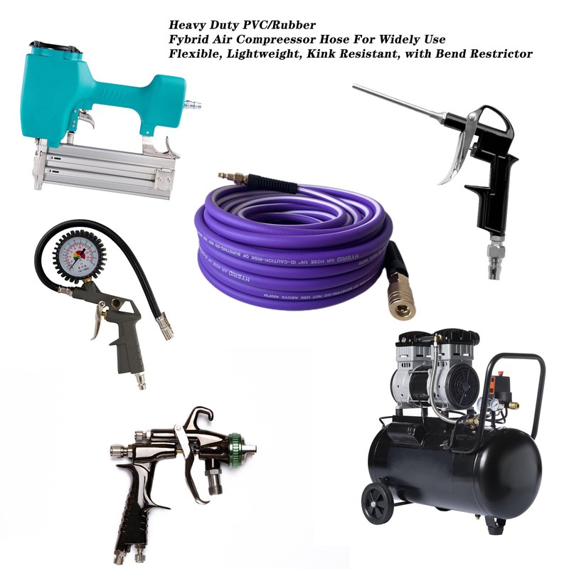 Air Hose 1/4 in x 100 ft, Heavy Duty, Lightweight,
