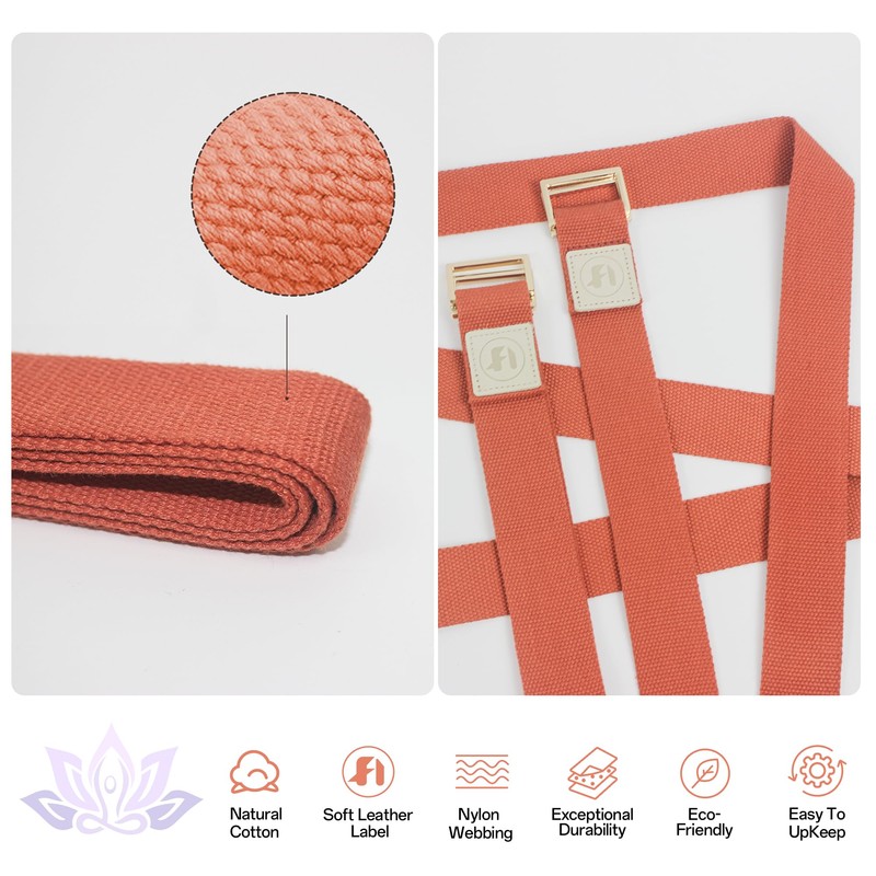 2PCS Yoga Straps 2.5M, Durable Cotton Yoga Straps for Stretching,