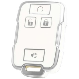 YALNORVA for GMC Key Fob Cover, Key Fob Case Cover Fits for Chevy ColoradoSilverado 1500 2500HD 3500HD Suburban Tahoe GMC Canyon Sierra Denali Car Accessories Smart Key Holder,Silver White