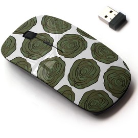 CJCBROES 2.4G Wireless Mouse with Cute Pattern Design for All Laptops and Desktops with Nano Receiver - Floral Green Colors