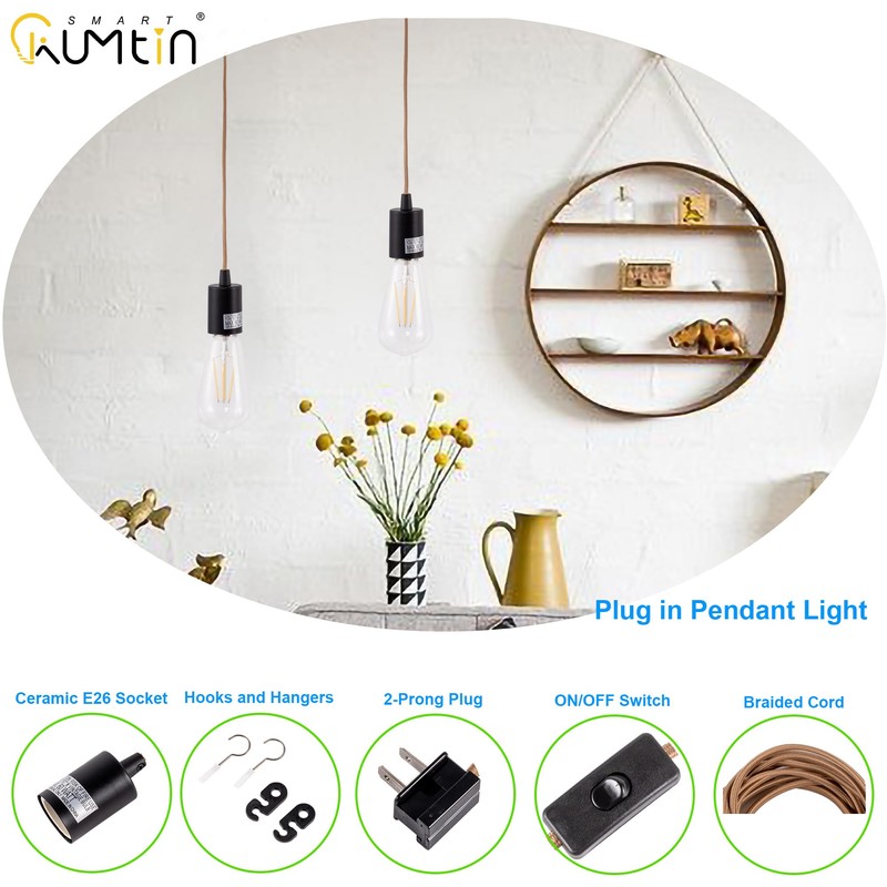 Kumtin Smart 15 Feet Plug in Pendant Light, Pendant Light