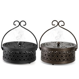 Kingrol 2 Pack Mosquito Coil Holders with Handles, Retro Portable Mosquito Incense Burners for Indoor Outdoor