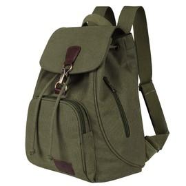 Qyoubi Canvas Fashion Backpacks Casual Outdoor Shopping School Rucksack Multipurpose Sports Handbag Hiking Bag Green