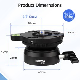 LEFTFOTO Precision Tripod Levelling Base Plate Mount Photo Accessories 360 Degree Rotation and +/- 15° Tilt, Compatible with DSLR Camcorders and Monopods, Supports up to 10kg/22lbs
