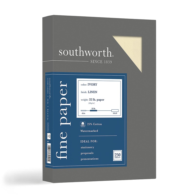 Southworth J568C 25% Cotton Linen Business Paper 32 lbs. 8-1/2