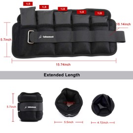 Adjustable Ankle Weights with Removable Weight 1-10 LBS 1 Pair, Wrist Leg Arm Hand Weight Women Men for Walking, Yoga Pilates, Dance, Physical Therapy|Each Pack 1-5 lbs, Total 10LBS Pair, Black