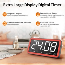 VOCOO Digital Kitchen Timer with 7.8” Extra Large Display, Magnetic LED, with...