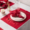 Linen Napkins Set of 4-100% Pure Linen Red Embroidered Dinner