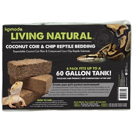 Komodo Reptile Coconut Coir Chip & Peat Bundle | 4 Bricks of Chips and 2 Bricks of Peat Reptile Terrarium Habitat Bedding | Fits up to a 60 Gallon Tank Total