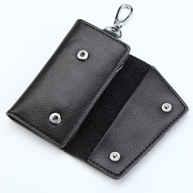 QIUPFGUT Leather Key Bag Key Organiser, black