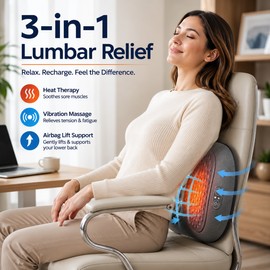 Electric Lumbar Support Pillow for Home & Office – Heated Vibration Back Cushion with Airbag Lift Support