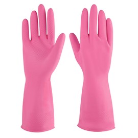 Rubber cleaning gloves yellow 6 Pairs for Household,Reuseable dishwashing gloves for Kitchen.(6,Medium)