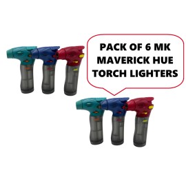 Mk 6-PACK MK Maverick Hue Torch Lighter Refillable, Flame Lock, windproof  (68494)