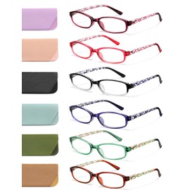 OLOENBN Reading Glasses for Women, 6 Pack Blue Light Blocking Eyeglasses for Women Men, Fashion Readers with Spring Hinge UV (C1 Mix Color, 1, x)