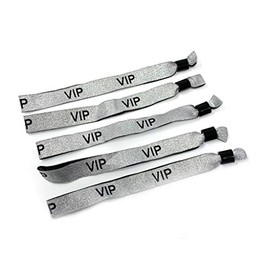 Twist4 VIP Fabric Insert Bands VIP Fabric Bands Festival Bands Control Bands VIP Entrance Bands for New Year's Eve Party Festivals Twist4 (100, Silver/Black)