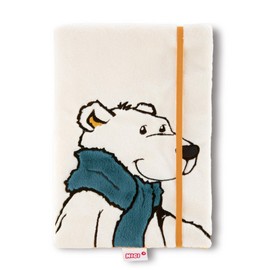 Nici Winter notebook polar bear Bignic with detachable plush-cover, DIN A%,White,DIN A5,42054