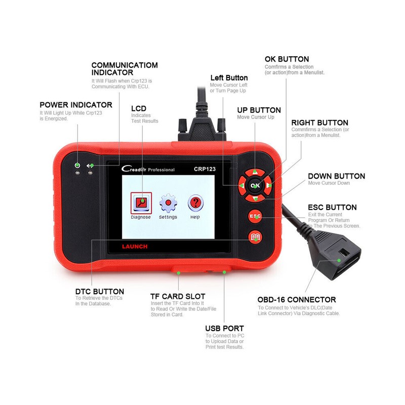 LAUNCH 2025 LAUNCH OBD2 Scanner CRP123 Engine Diagnostic Scan Tool