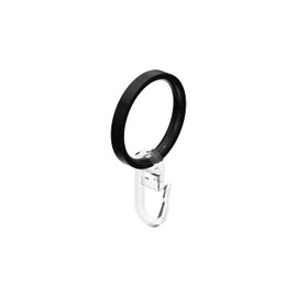 Interdeco Curtain Pole Rings with Pleat Hooks, Curtain Rings in Black for 20 mm Diameter (Pack of 10)