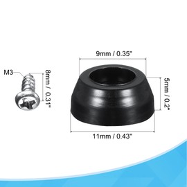 sourcing map Pack of 48 Round Rubber Feet Stainless Steel Screws and Washer Non-Slip 11 mm Width x 5 mm Height for Furniture Electronics