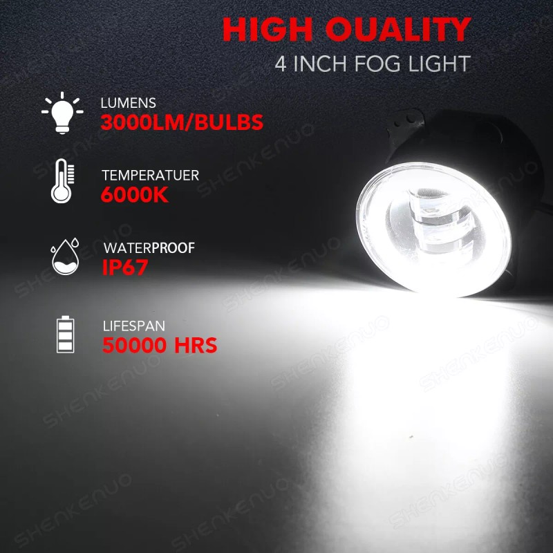 SHENKENUO 2pcs/Pack Fog Light Driving Lamp Right + Left Side