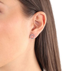 s.Oliver Women's 925 Sterling Silver Stud Earrings, Partially with Gemstone/Pearl, Rhodium-Plated 925 Silver, Gift for Girlfriend and Wife, Sterling silver, Synthetic zirconia.