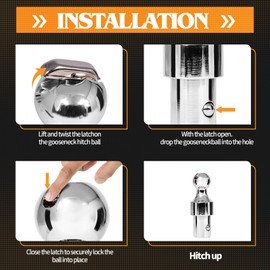 60638 Gooseneck Hitch Ball Kit Puck System, 2-5/16 Inch Gooseneck Ball Kit with Box, Compatible with 60638 Gooseneck Hitch Ball 2013-2024 Dodge RAM 2500 3500 (38000 lbs GTW/ 9500 lbs VTW).